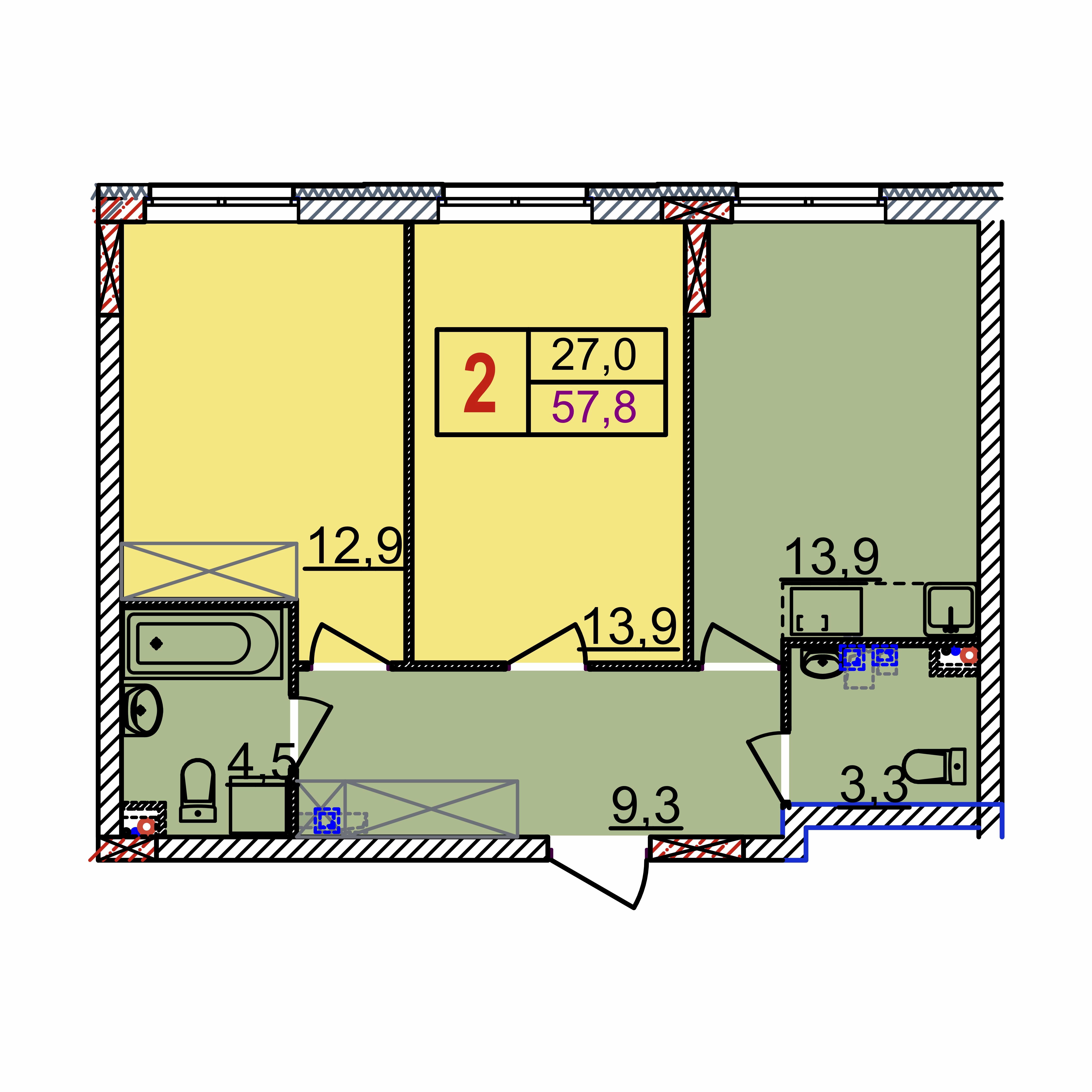 Планировка 2-комн. 4