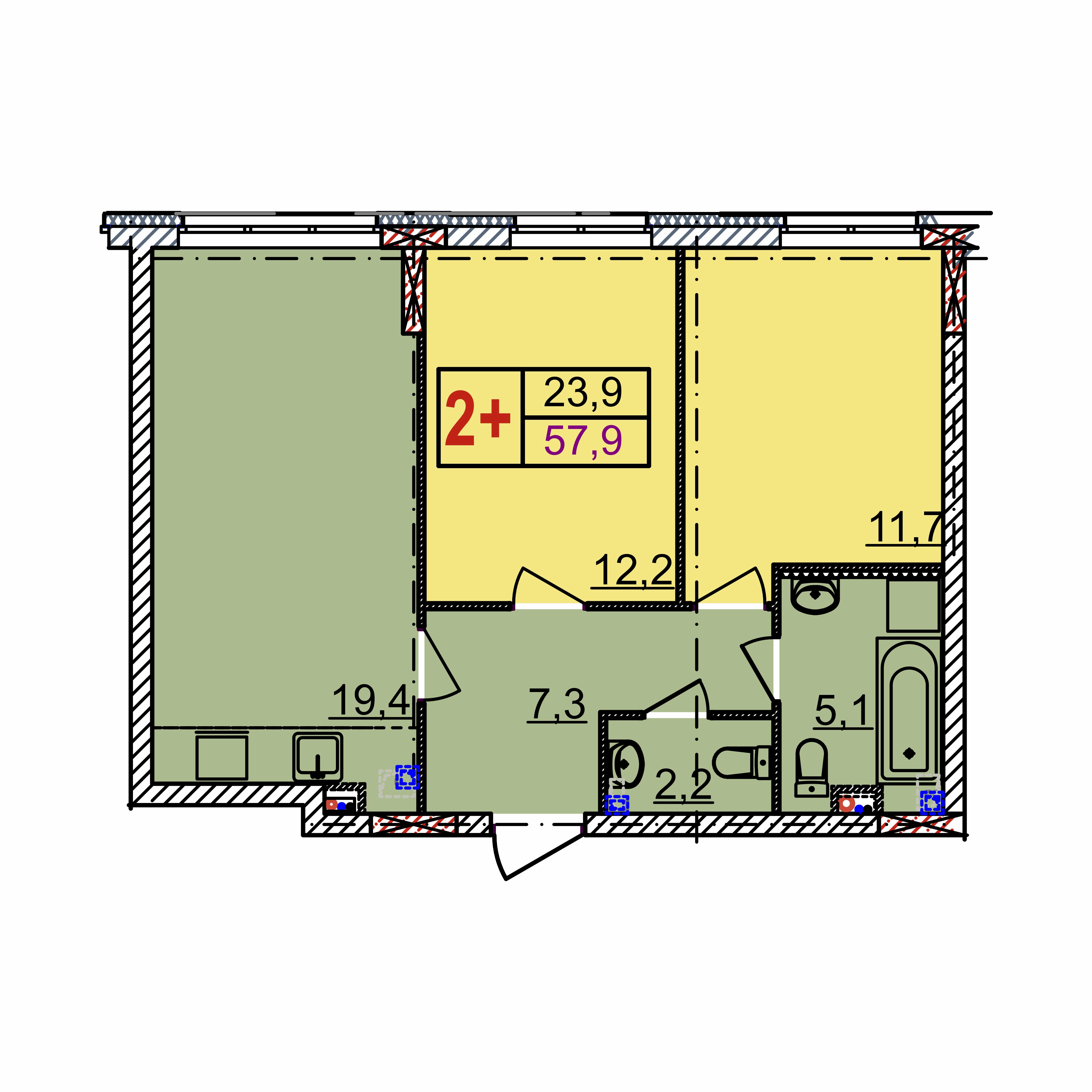 Планировка 2-комн. 3