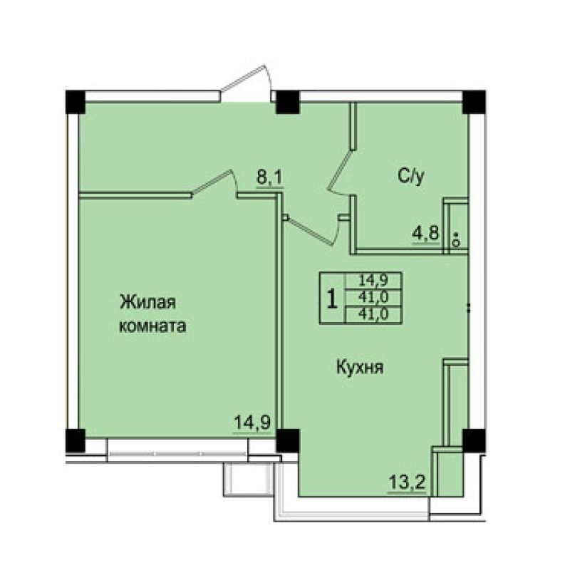 Планировка 1-комн. 6