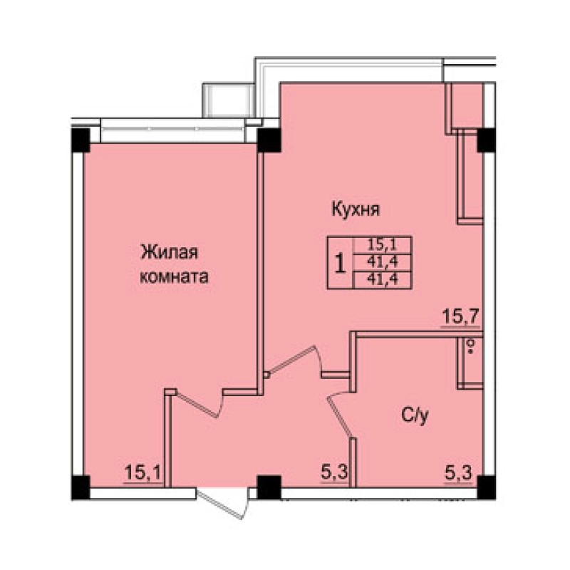 Планировка 1-комн. 9