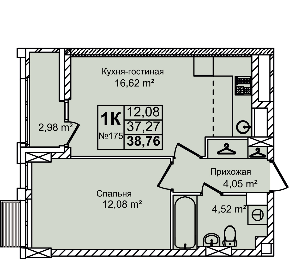 Планировка 1-комн. 8