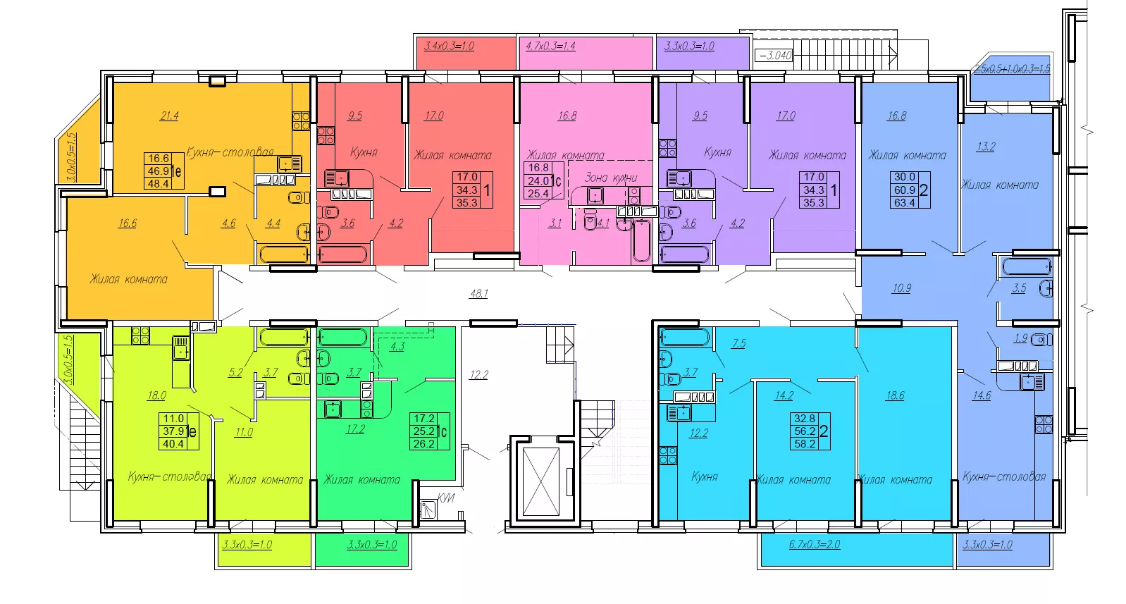1-комнатная, 26.2 м² 1