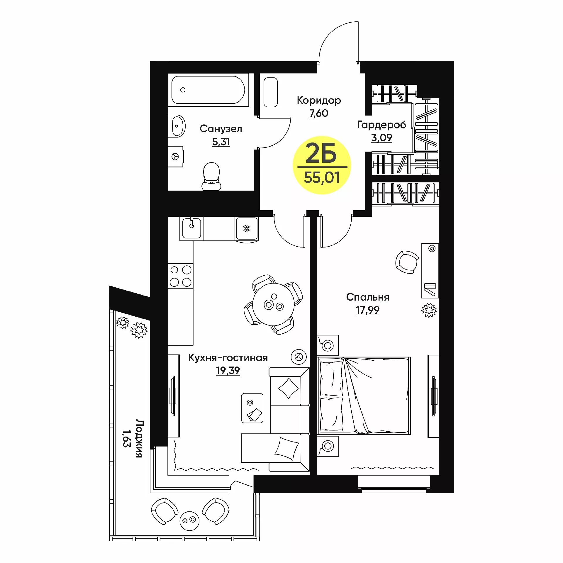 Планировка 2-комн. 13