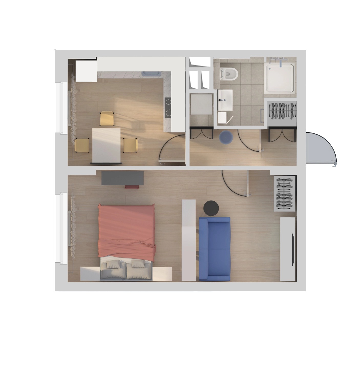 Планировка 1-комн. 4