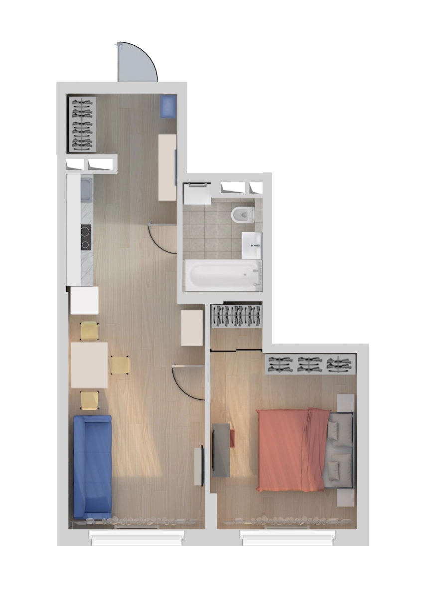 Планировка 1-комн. 4