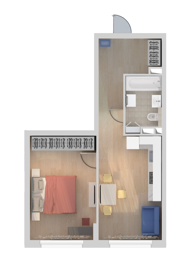 Планировка 1-комн. 4