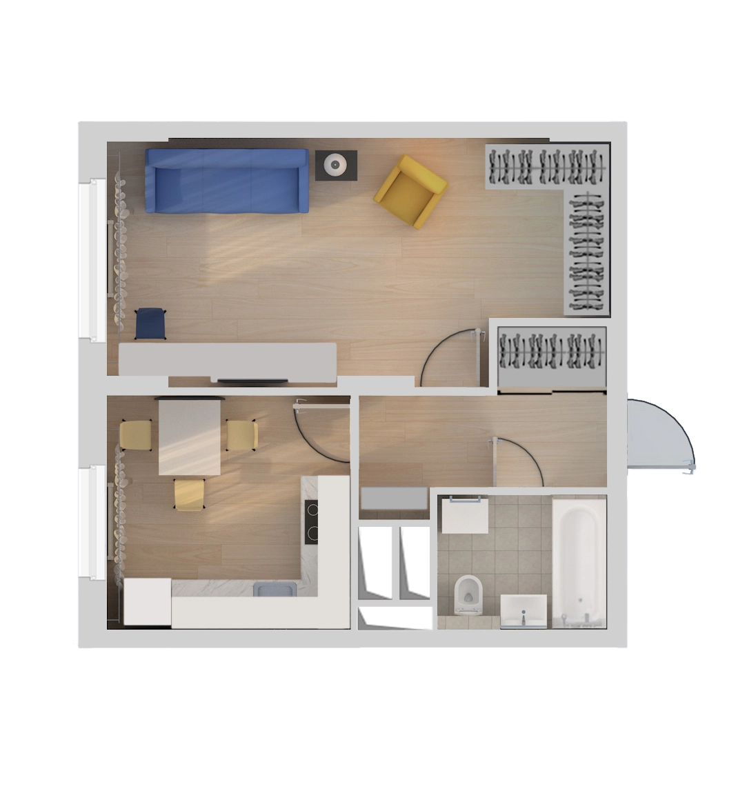 Планировка 1-комн. 4