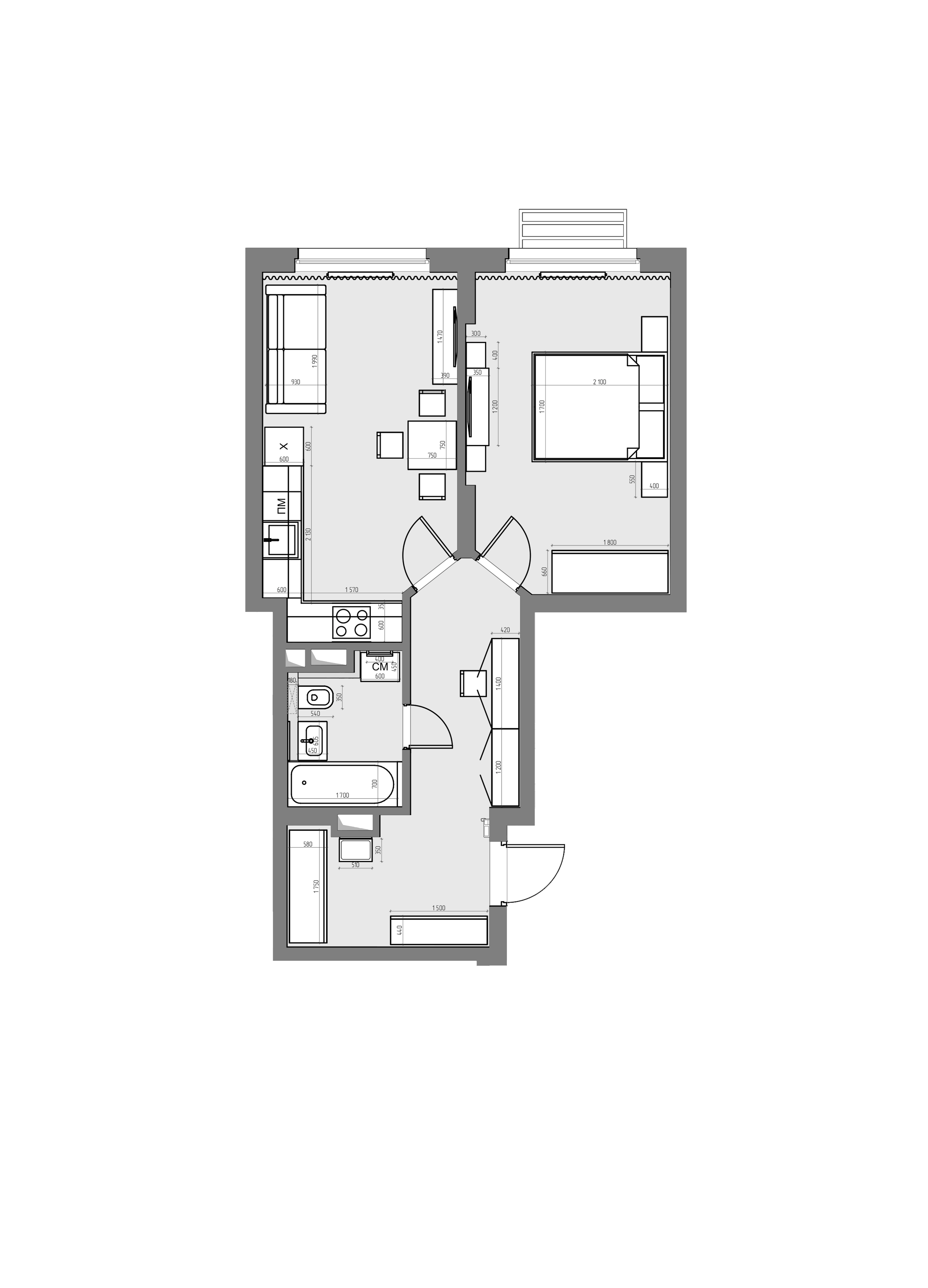 Планировка 1-комн. 7