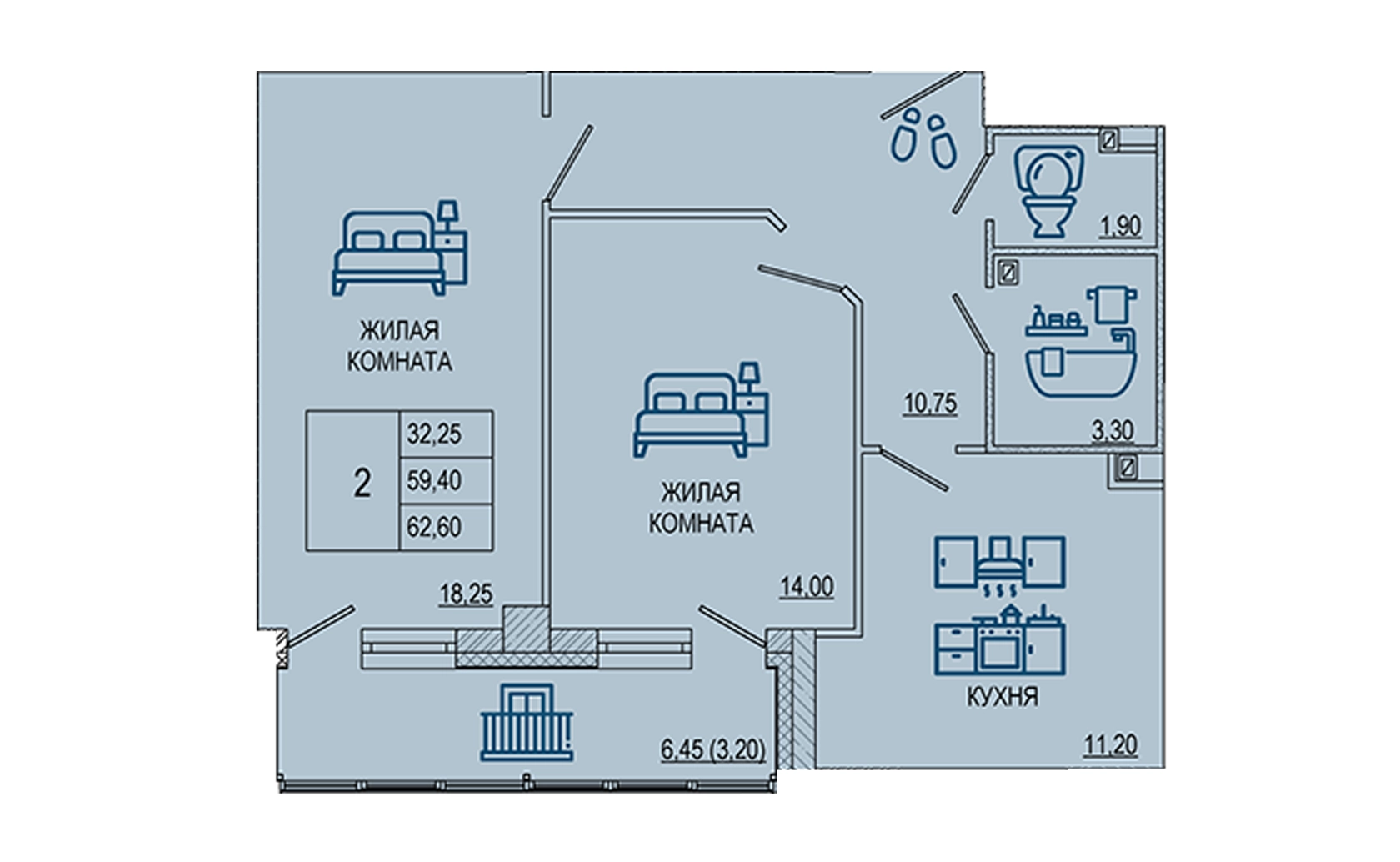 Планировка 2-комн.