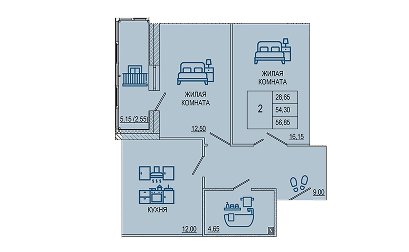 Планировка 2-комн.