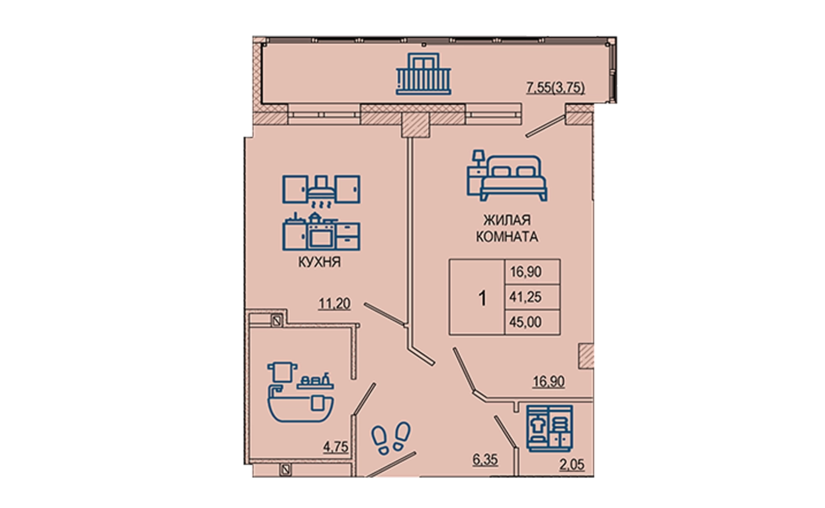 Планировка 1-комн.