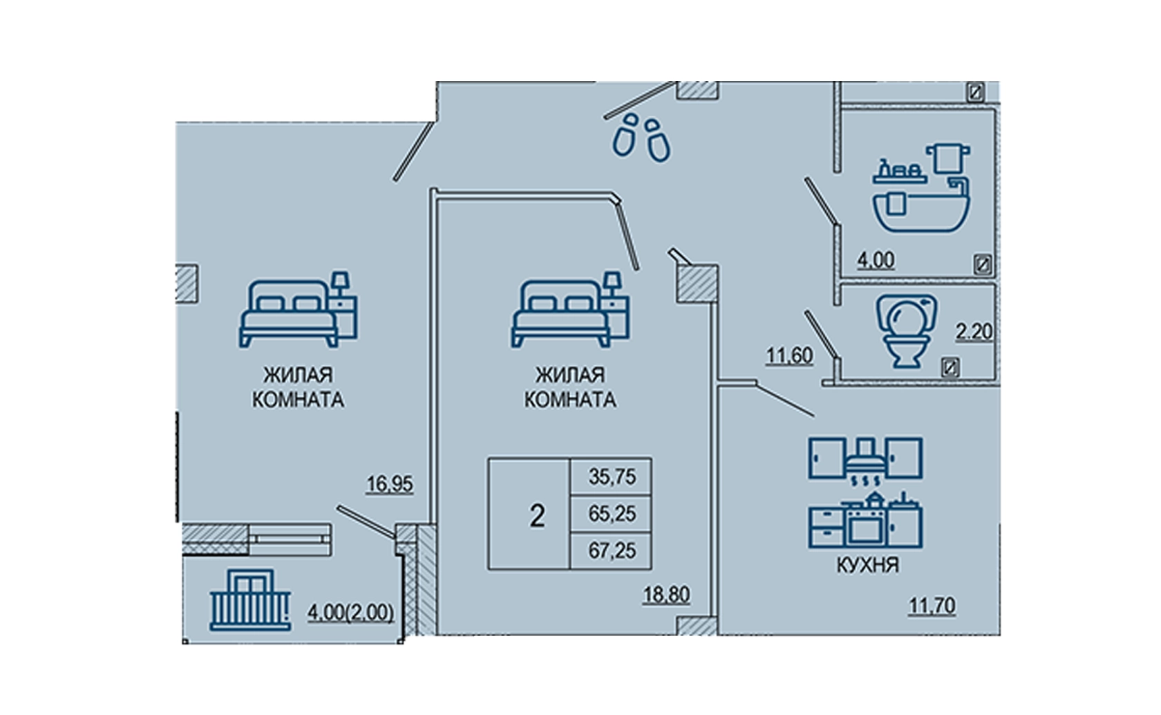 Планировка 2-комн.