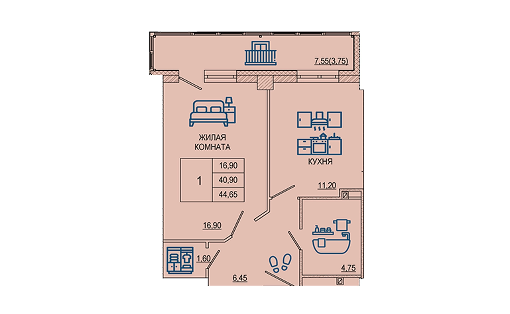 Планировка 1-комн.