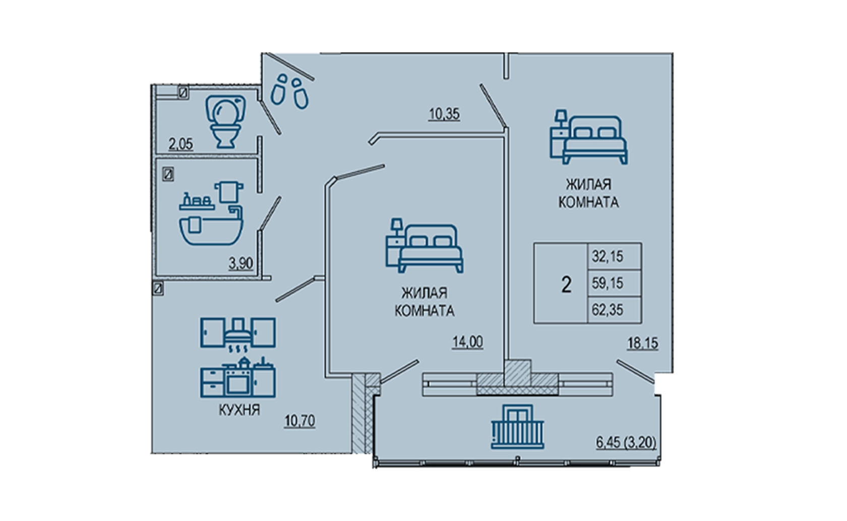 Планировка 2-комн.