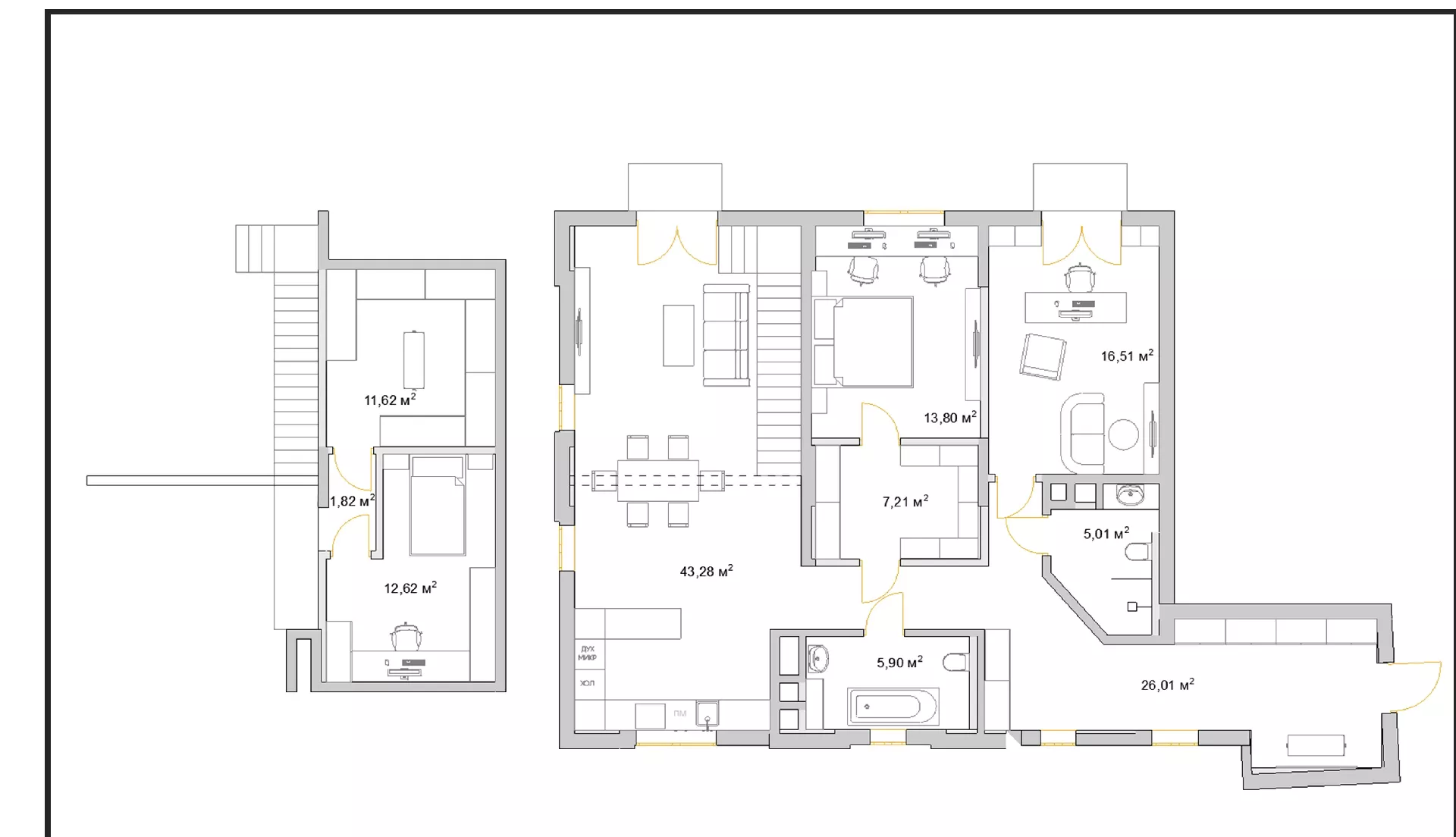 Планировка 3-комн. 3