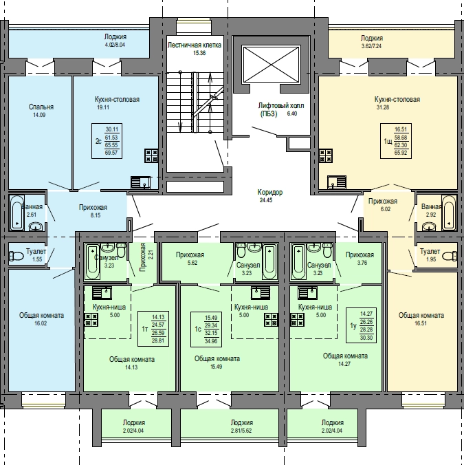 Планировка 1-комн. 15
